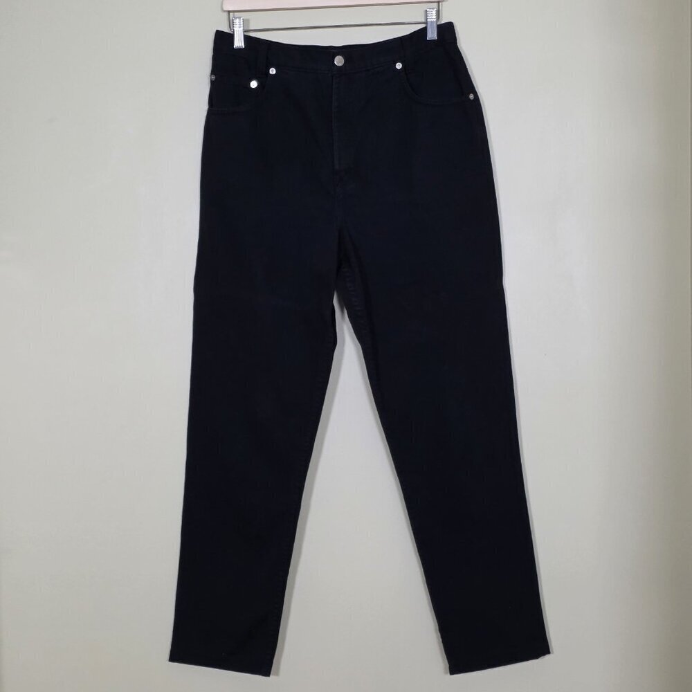 Simon Chang Jeans Women 14 Black High Rise Cotton Denim Canada Made Straight Leg